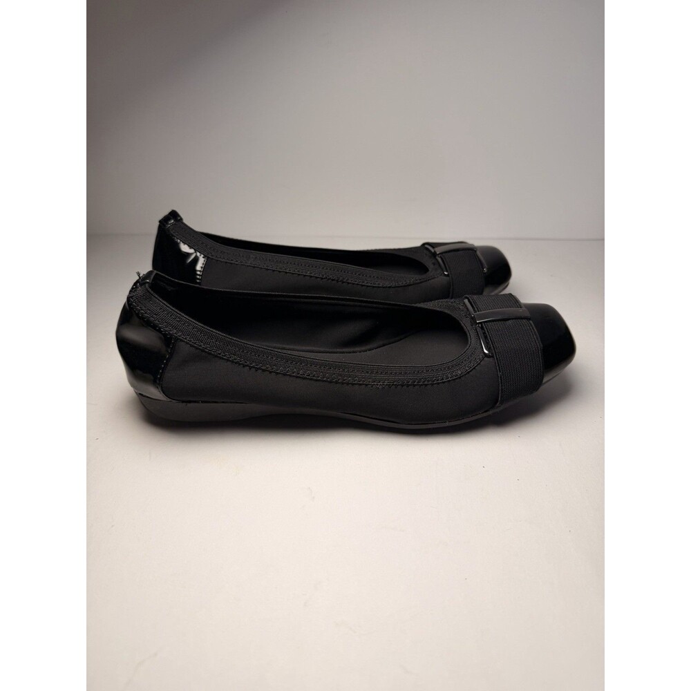 Anne Klein iFlex Black Patent Toe Accent Ballet Flats Women’s Size 7 M